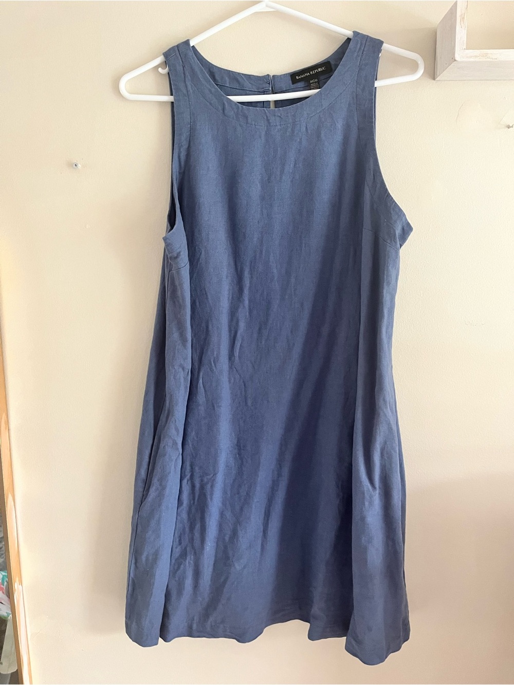 Banana Republic Linen Blend Scoop Neck Dress - Dusty Blue